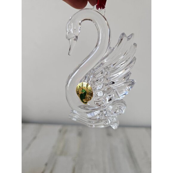 Waterford Crystal 7 swan bird ornament 12 days swimming Xmas tree - Picture 1 of 7